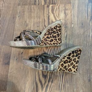 BCBGirls Cheeta Animal Print Wedge Heels